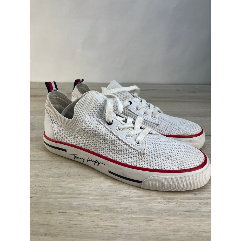 Tommy Hilfiger TWGASSIE White Knit Sneakers‎ Shoes Women's Size 8.5 M